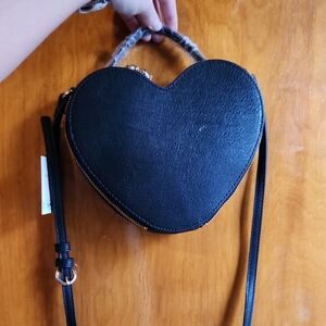Heart-Shaped Black Crossbody Bag